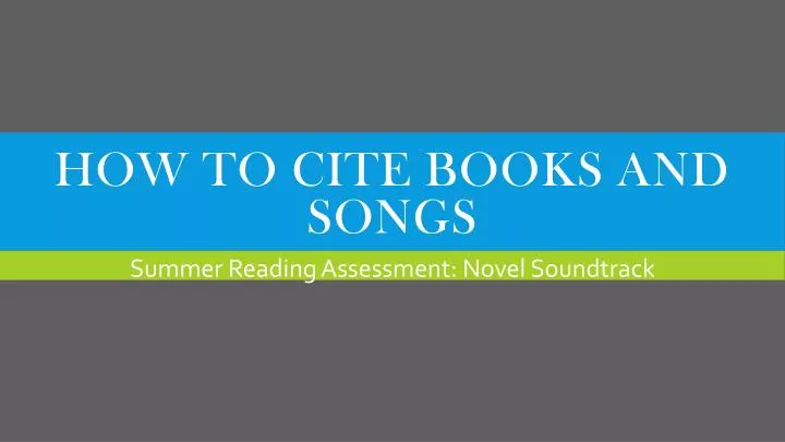 how to cite books and songs