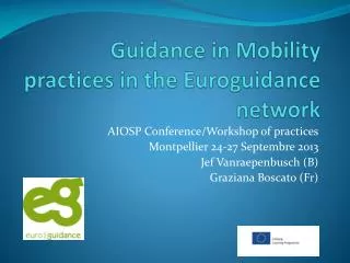 Guidance in Mobility practices in the Euroguidance network