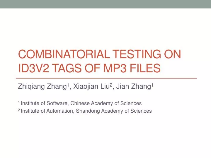combinatorial testing on id3v2 tags of mp3 files