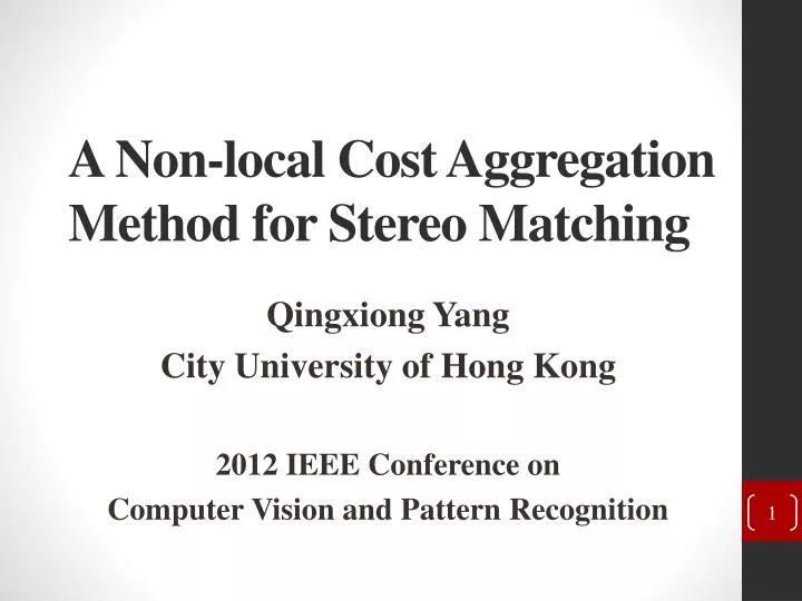 a non local cost aggregation method for stereo matching