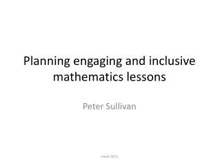 Planning engaging and inclusive mathematics lessons