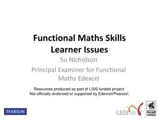 Functional Maths Skills Learner Issues