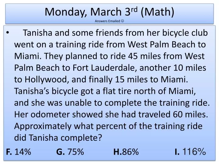 monday march 3 rd math answers emailed