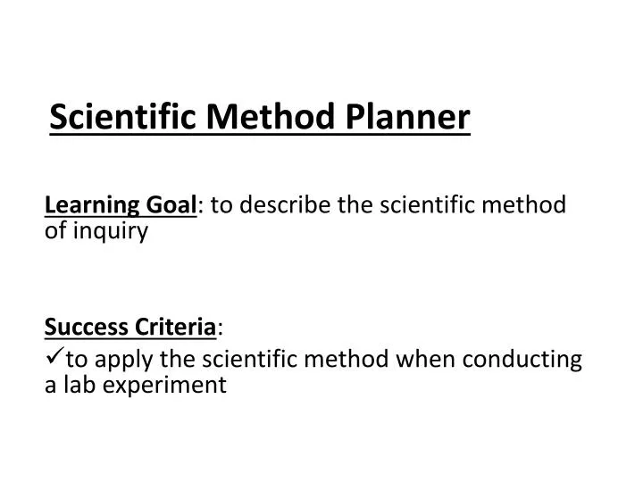 scientific method planner