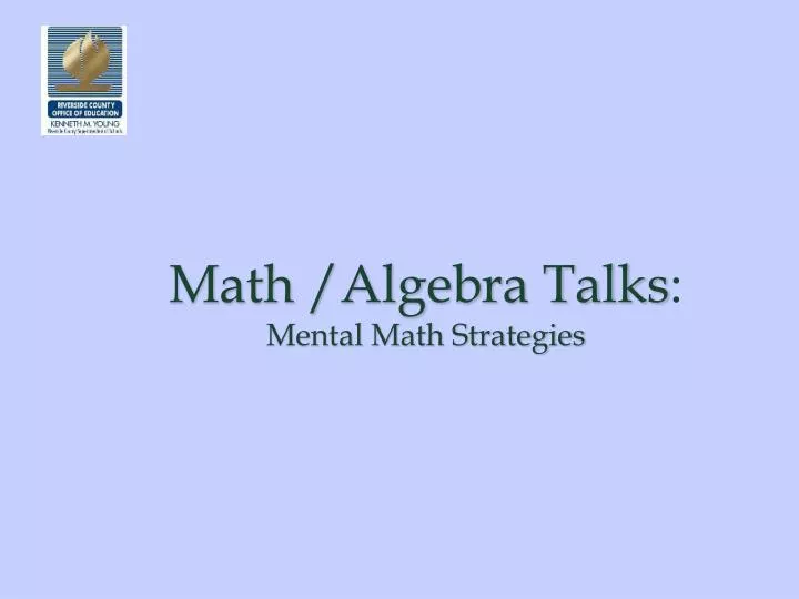 math algebra talks mental math strategies