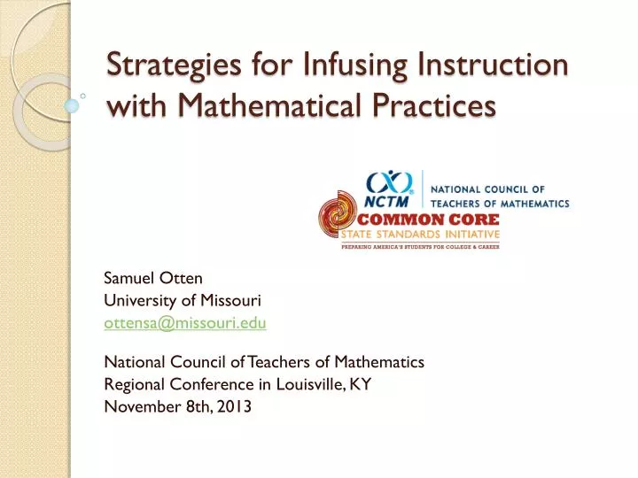 strategies for infusing instruction with mathematical practices