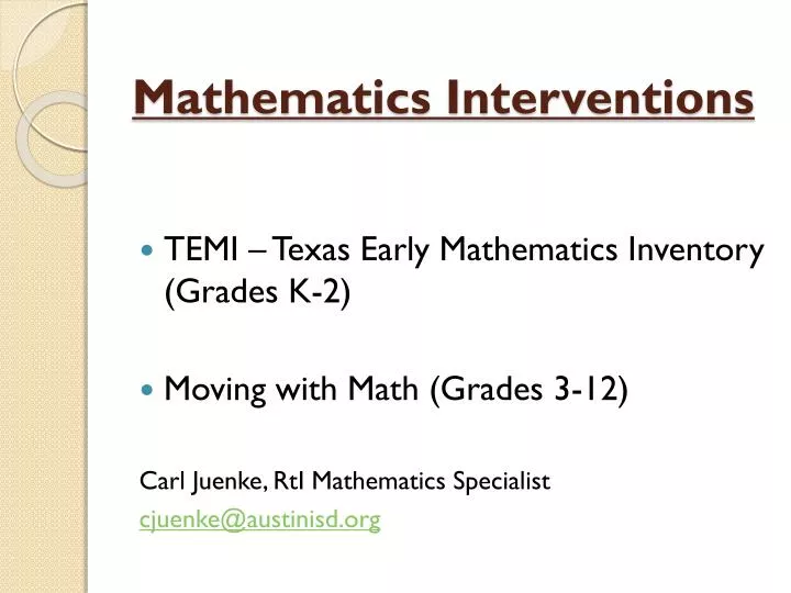 mathematics interventions