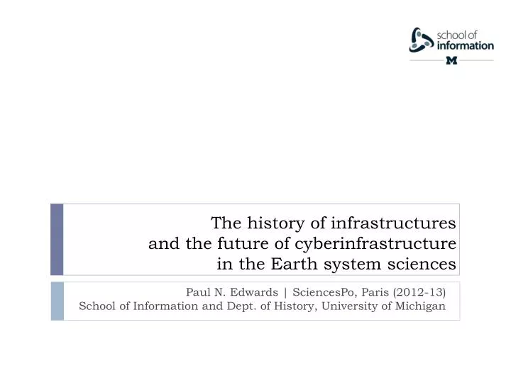 the history of infrastructures and the future of cyberinfrastructure in the earth system sciences