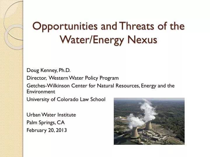 opportunities and threats of the water energy nexus