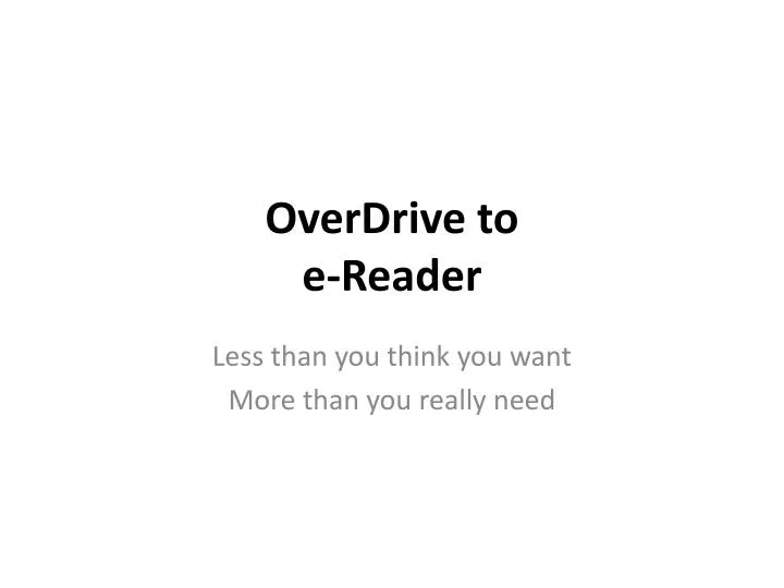 overdrive to e reader