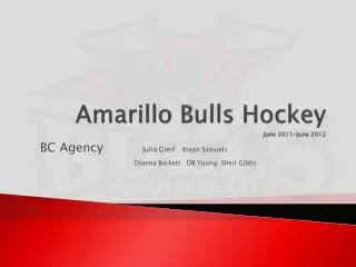 Amarillo Bulls Hockey June 2011-June 2012