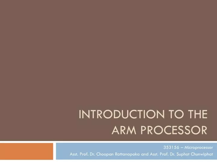 introduction to the arm processor