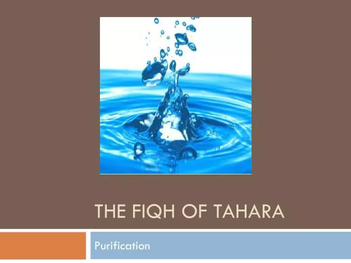 the fiqh of tahara