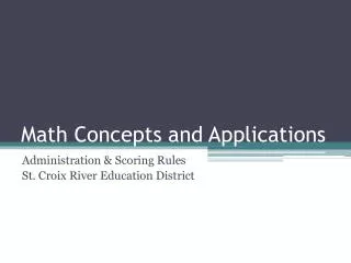 Math Concepts and Applications