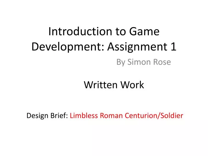 introduction to game development assignment 1