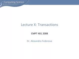 Lecture X: Transactions