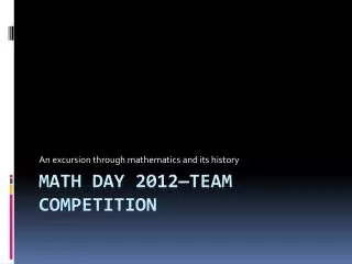 MATH DAY 2012—Team Competition