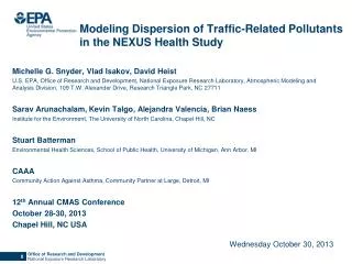 Modeling Dispersion of Traffic-Related Pollutants in the NEXUS Health Study
