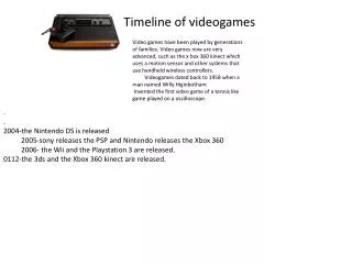 Timeline of videogames