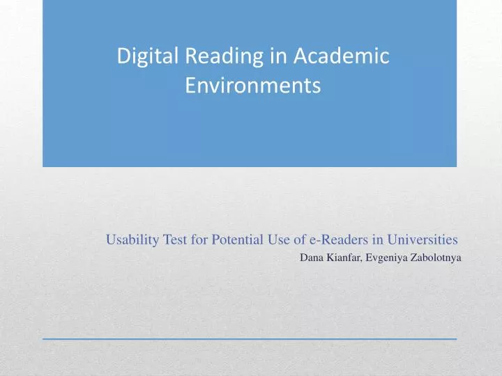 digital reading in academic environments