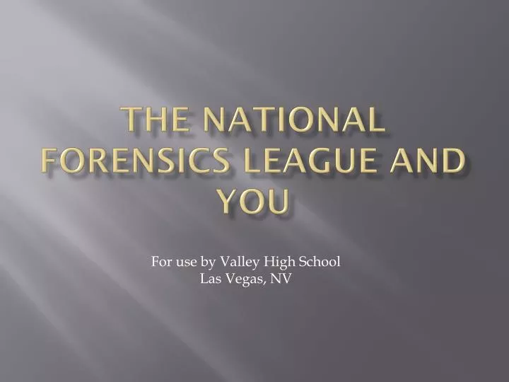 the national forensics league and you