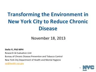 Transforming the Environment in New York City to Reduce Chronic Disease