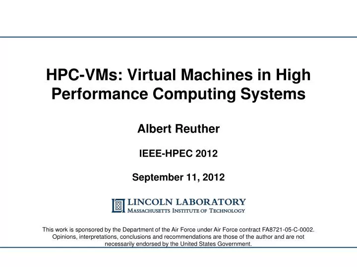 hpc vms virtual machines in high performance computing systems