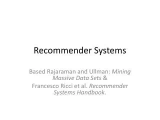 Recommender Systems