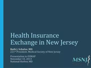 Health Insurance Exchange in New Jersey