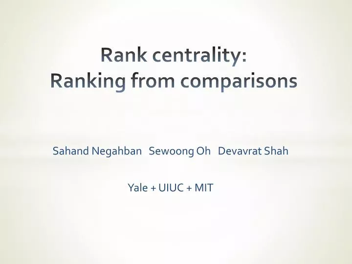 rank centrality ranking from comparisons