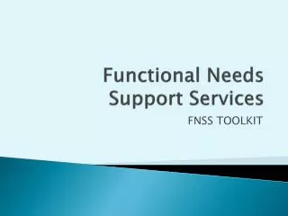 Functional Needs Support Services