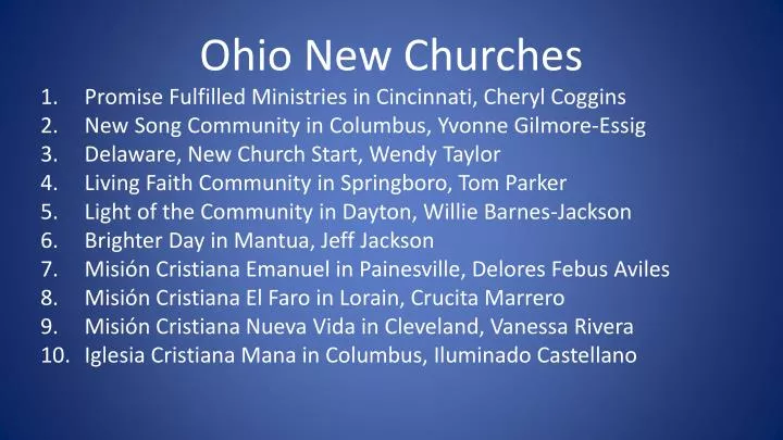 ohio new churches