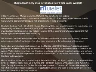 Murata Machinery USA Introduces New Fiber Laser Website