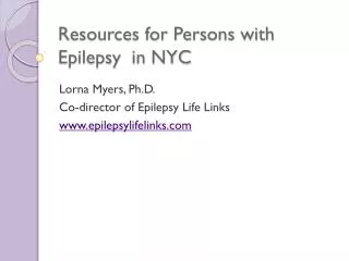 Resources for Persons with Epilepsy in NYC