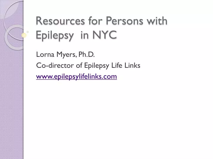 resources for persons with epilepsy in nyc
