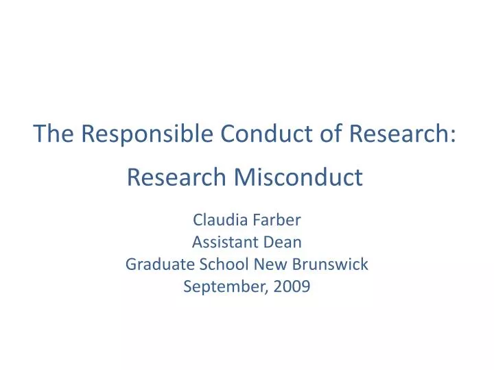 the responsible conduct of research research misconduct