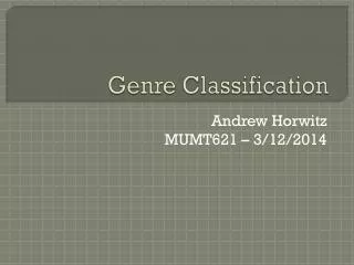 Genre Classification