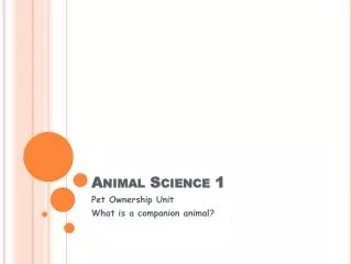 Animal Science 1