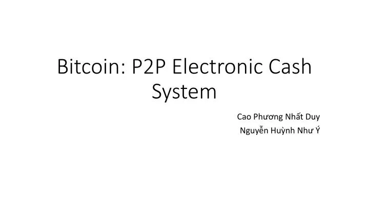 bitcoin p2p electronic cash system