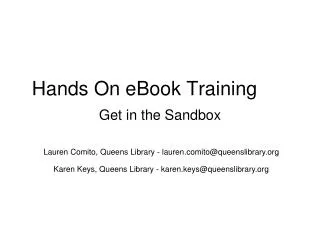 Hands On eBook Training