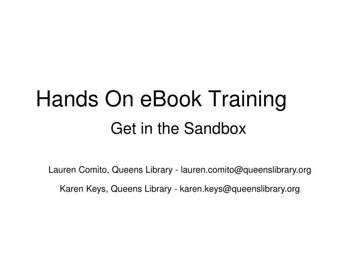 hands on ebook training