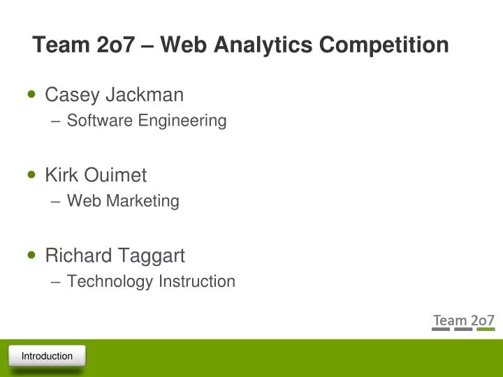 team 2o7 web analytics competition