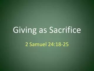 Giving as Sacrifice