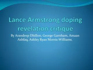 Lance Armstrong doping revelation critique