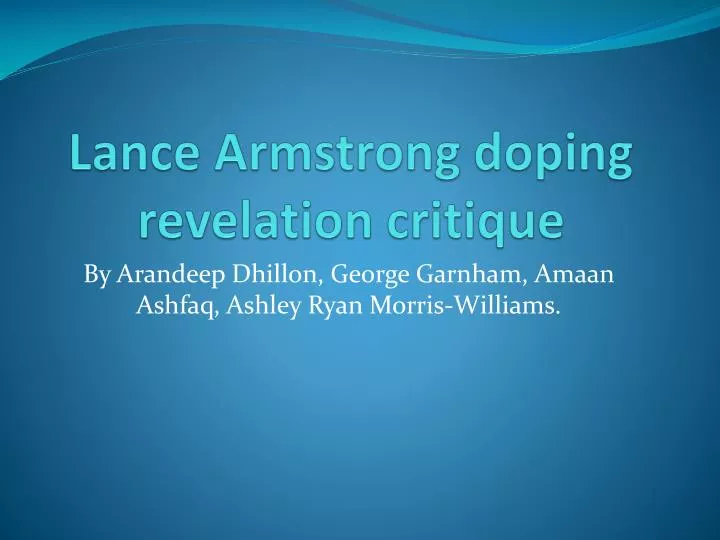 lance armstrong doping revelation critique