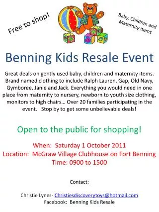 Benning Kids Resale Event