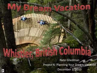 Nate Gliedman Project 6: Planning Your Dream Vacation December 3, 2010