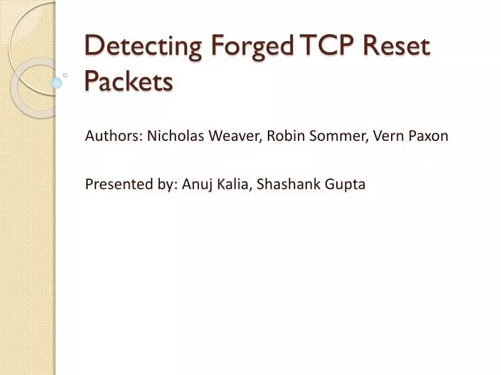 detecting forged tcp reset packets