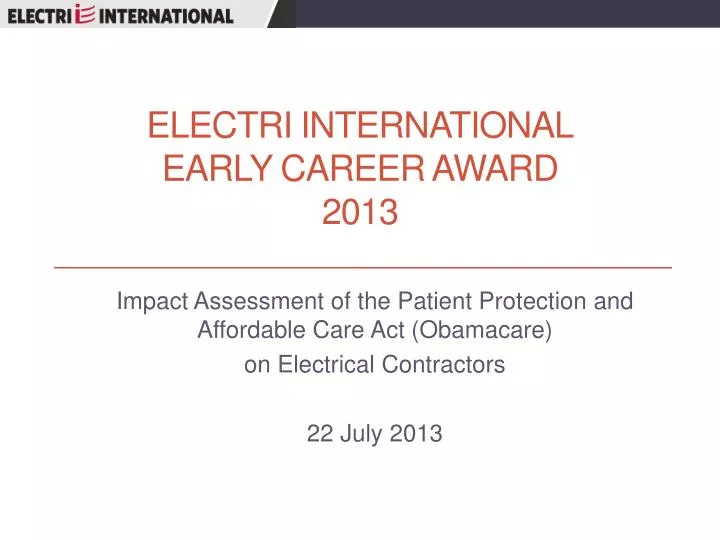 electri international early career award 2013