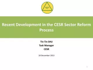 Recent Development in the CESR Sector Reform Process